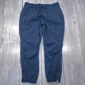 Polo Ralph Lauren Cargo Jogger Cropped Pants Mens Medium Blue Zipper Cuffs